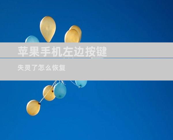 苹果手机左边按键失灵了怎么恢复