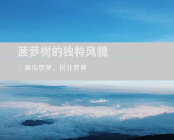 菠萝树的独特风貌：果似菠萝，树非菠萝